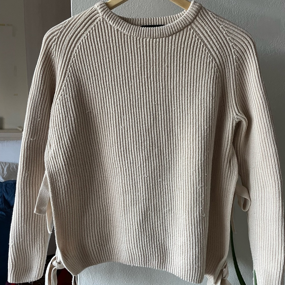 Cozy side slit tied fisherman sweater